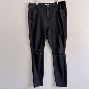 #30 Old Navy Tall Pop Icon Skinny High Rise Black Ripped Jeans